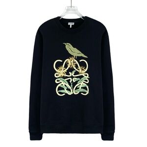 Loewe Black Sweater with Bird Embroidery